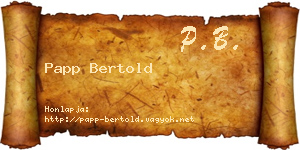 Papp Bertold névjegykártya