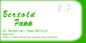 bertold papp business card